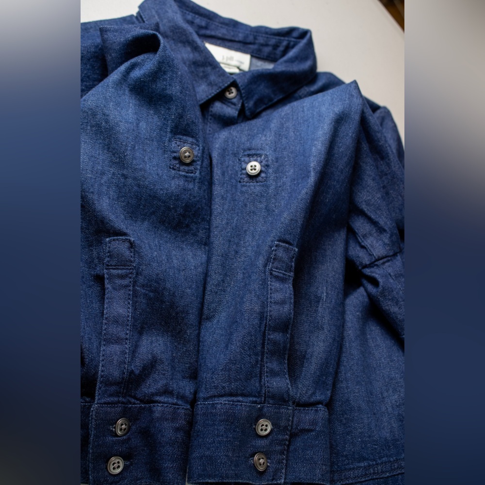 J. Jill Dark Denim Button Front Adjustable Sleeve Shirtdress Womens Dress Size S - Picture 8 of 15